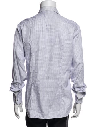 Brioni Plaid Print Long Sleeve Dress Shirt