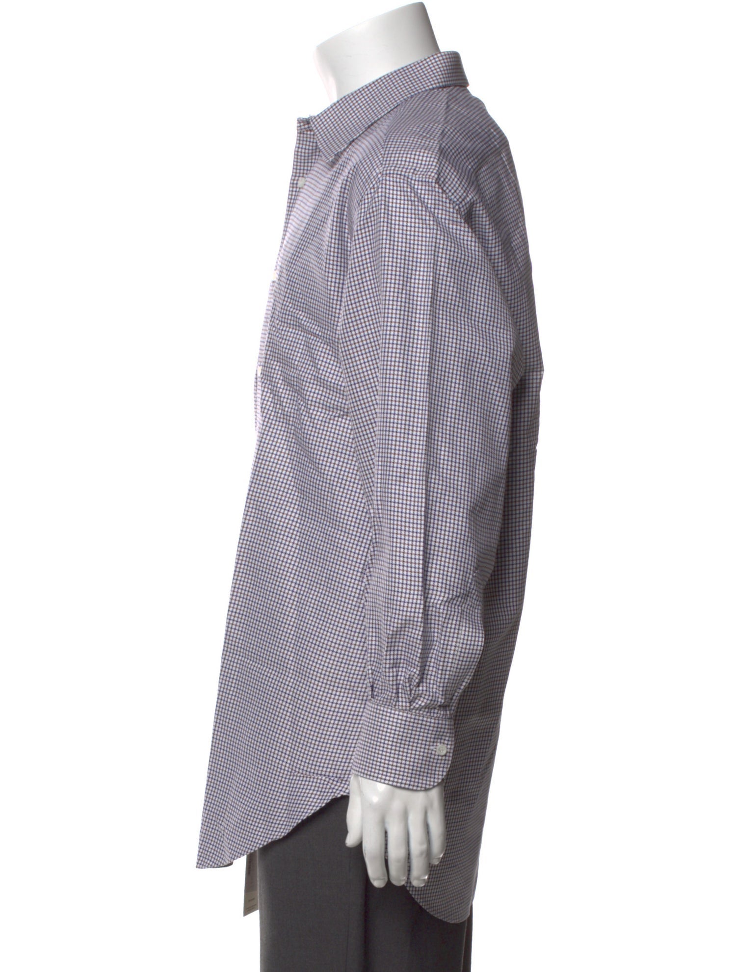 Brioni Plaid Print Long Sleeve Dress Shirt