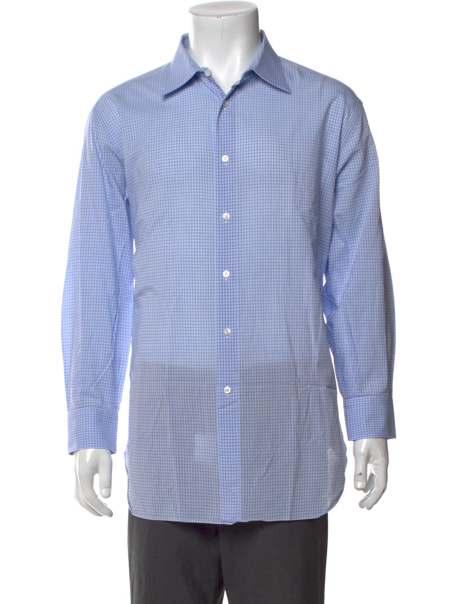 Brioni Plaid Print Long Sleeve Dress Shirt