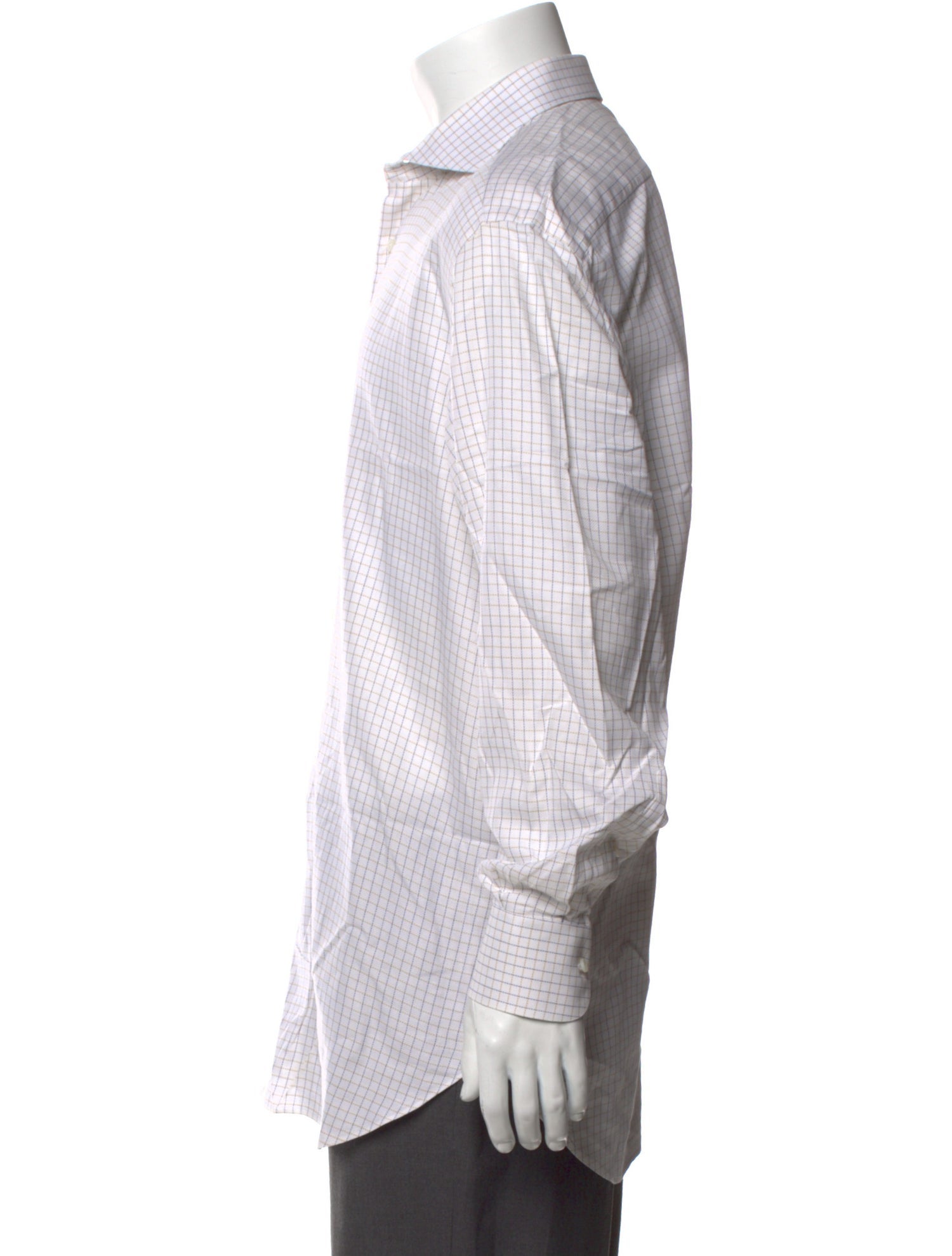 Brioni Plaid Print Long Sleeve Dress Shirt