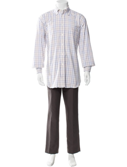 Brioni Plaid Print Long Sleeve Dress Shirt