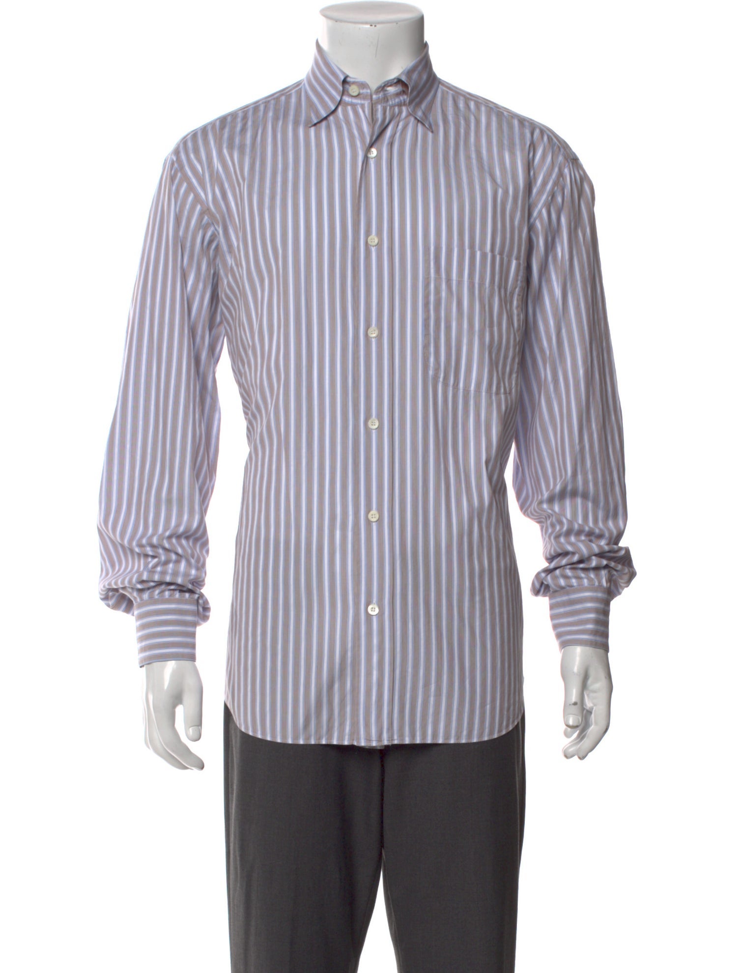 Brioni Striped Long Sleeve Dress Shirt