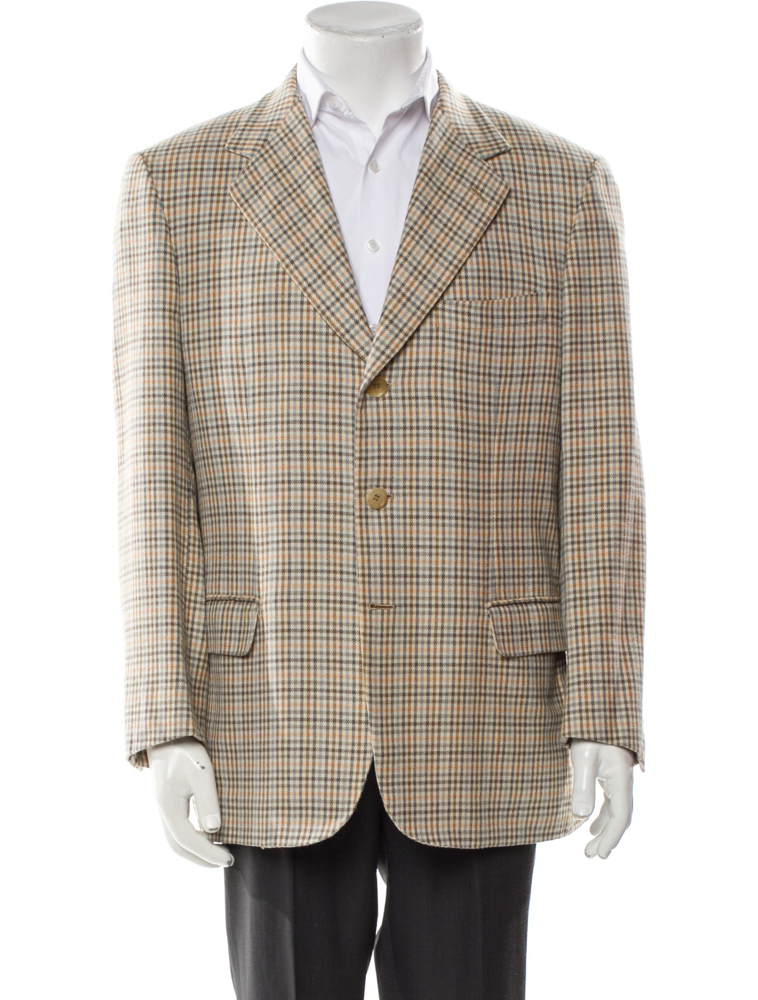 Brioni Wool Plaid Print Blazer