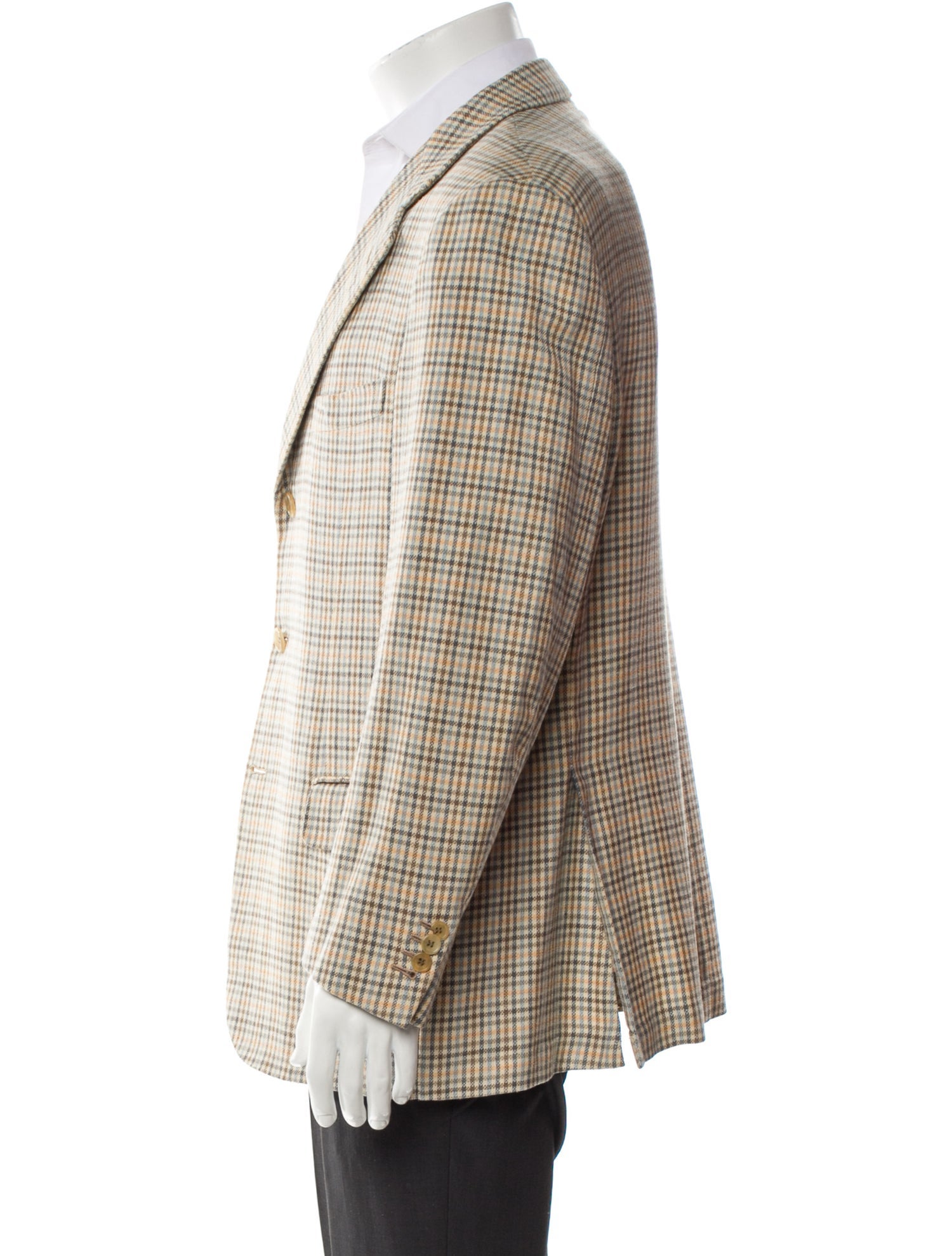 Brioni Wool Plaid Print Blazer