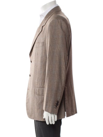 Brioni Wool Plaid Print Blazer