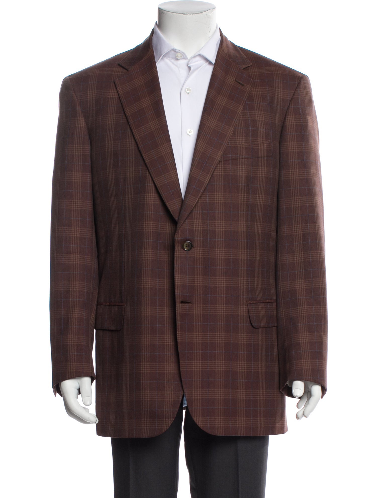 Brioni Wool Plaid Print Blazer