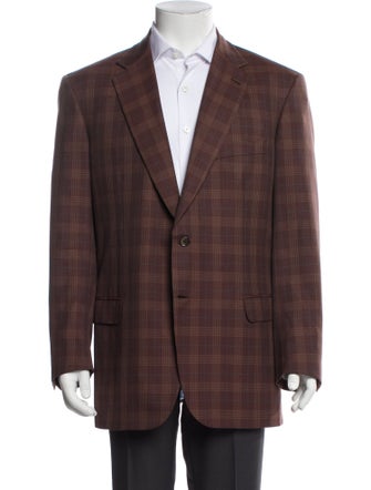 Brioni Wool Plaid Print Blazer