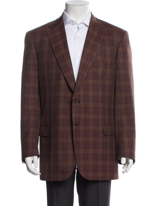 Brioni Wool Plaid Print Blazer