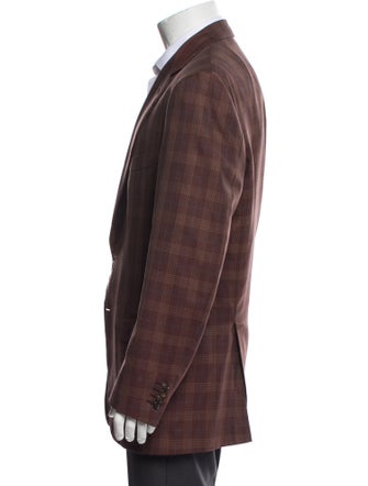 Brioni Wool Plaid Print Blazer