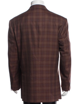 Brioni Wool Plaid Print Blazer
