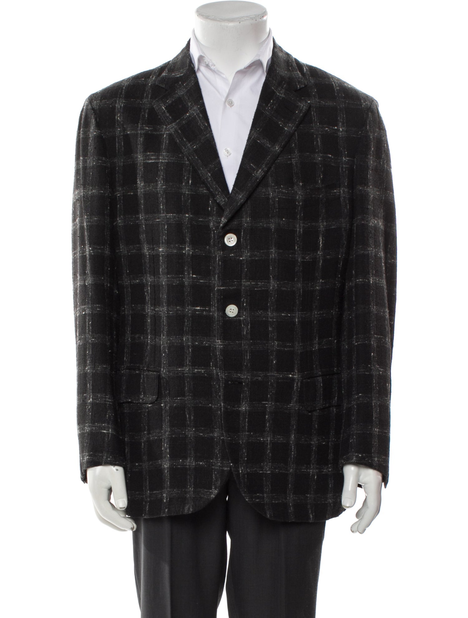 Brioni Silk Plaid Print Blazer