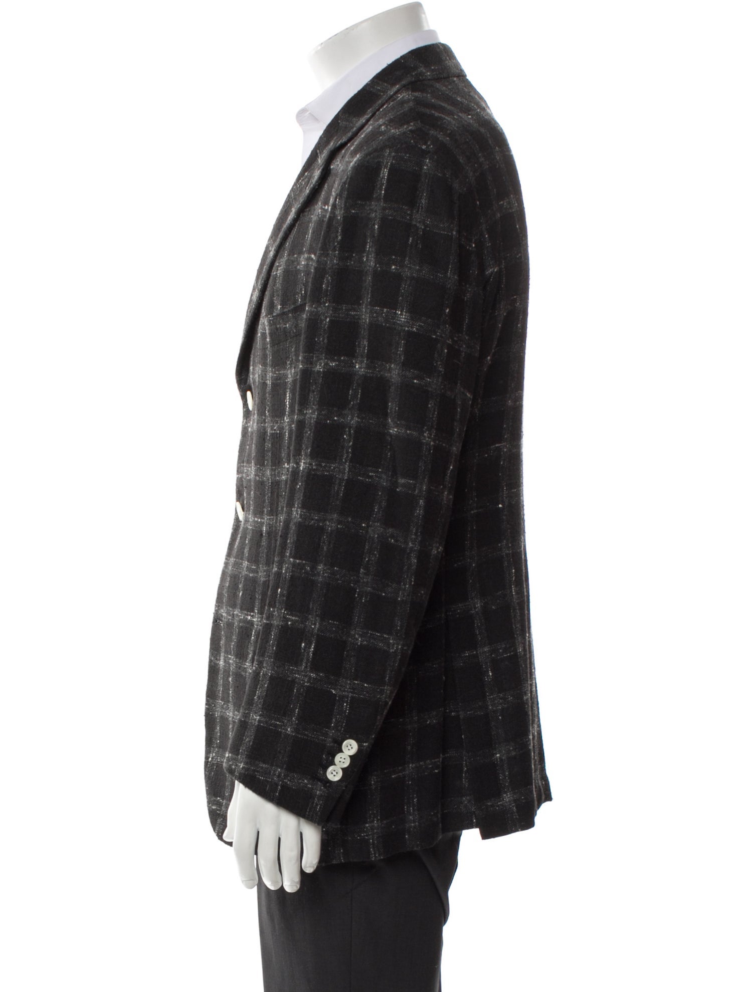 Brioni Silk Plaid Print Blazer