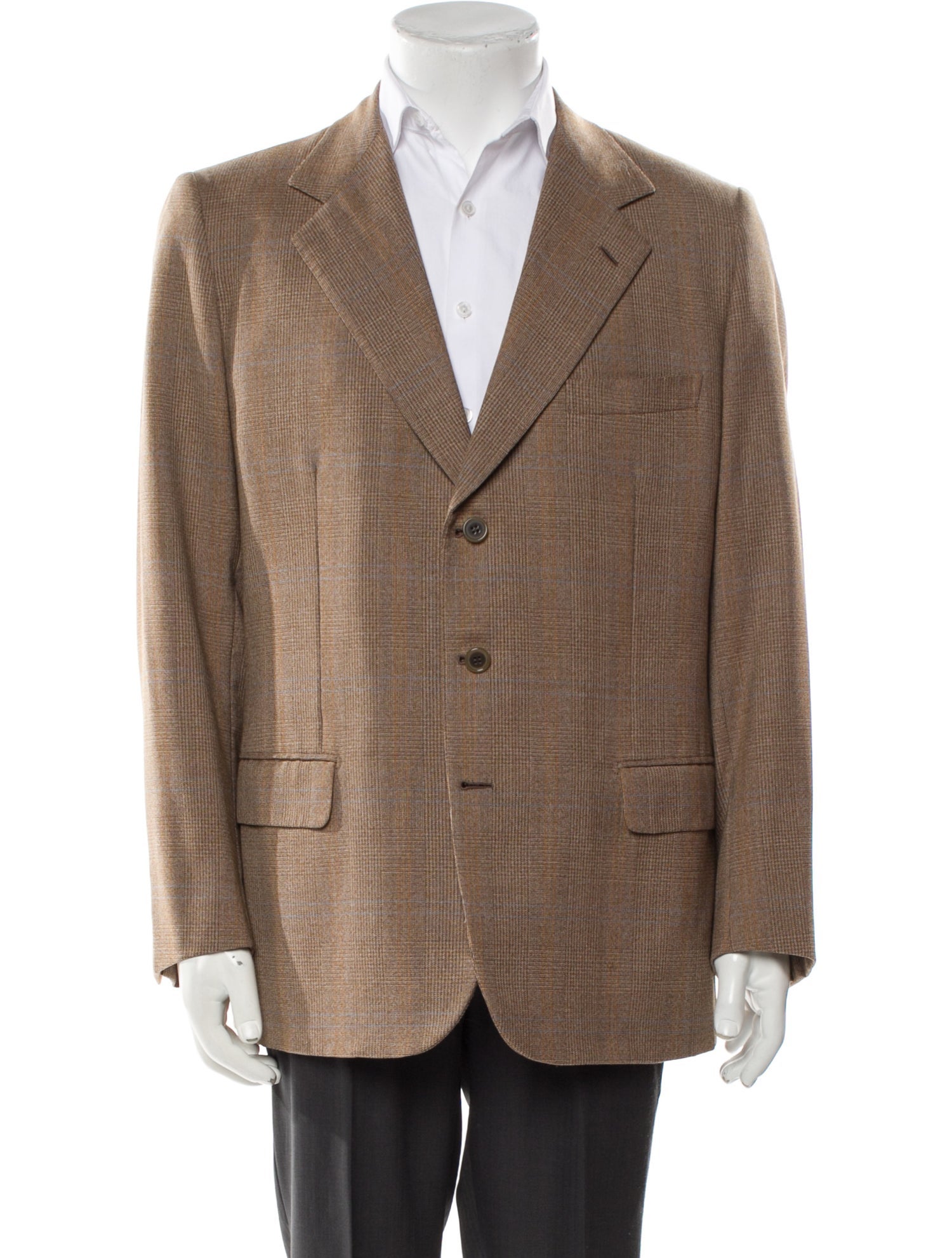 Brioni Wool Plaid Print Blazer