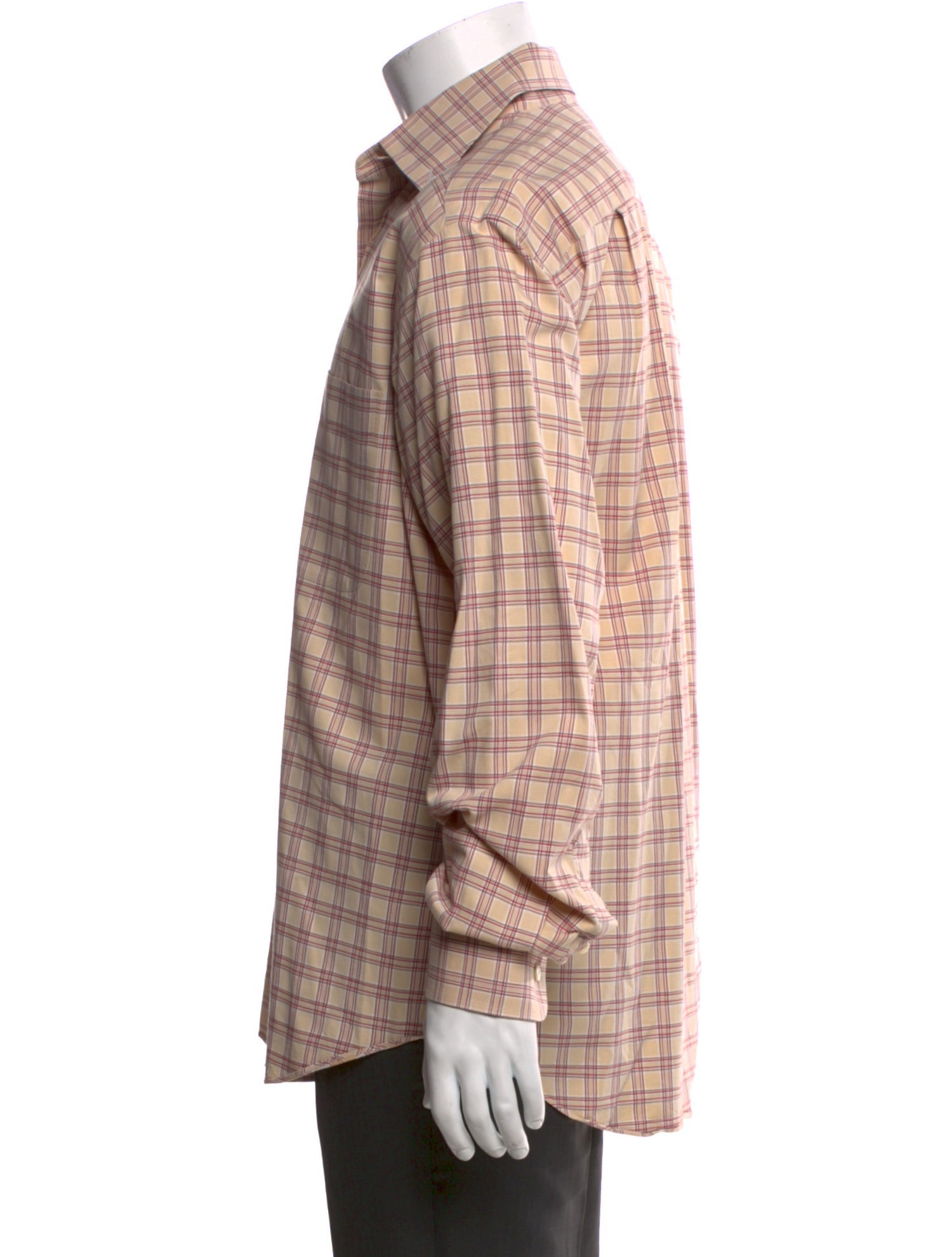Brioni Plaid Print Long Sleeve Dress Shirt