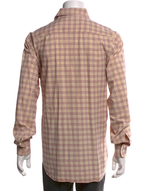 Brioni Plaid Print Long Sleeve Dress Shirt