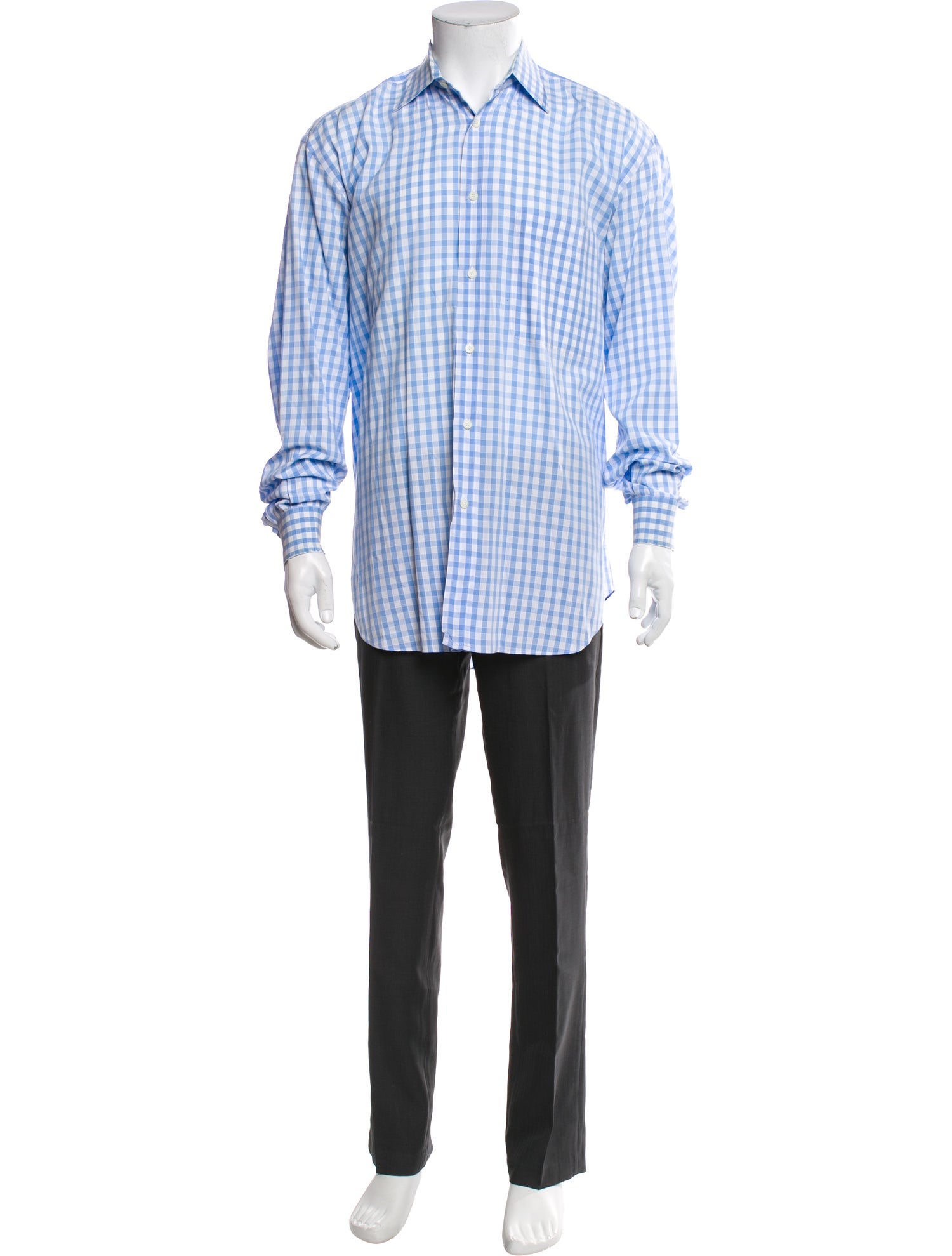 Brioni Plaid Print Long Sleeve Dress Shirt