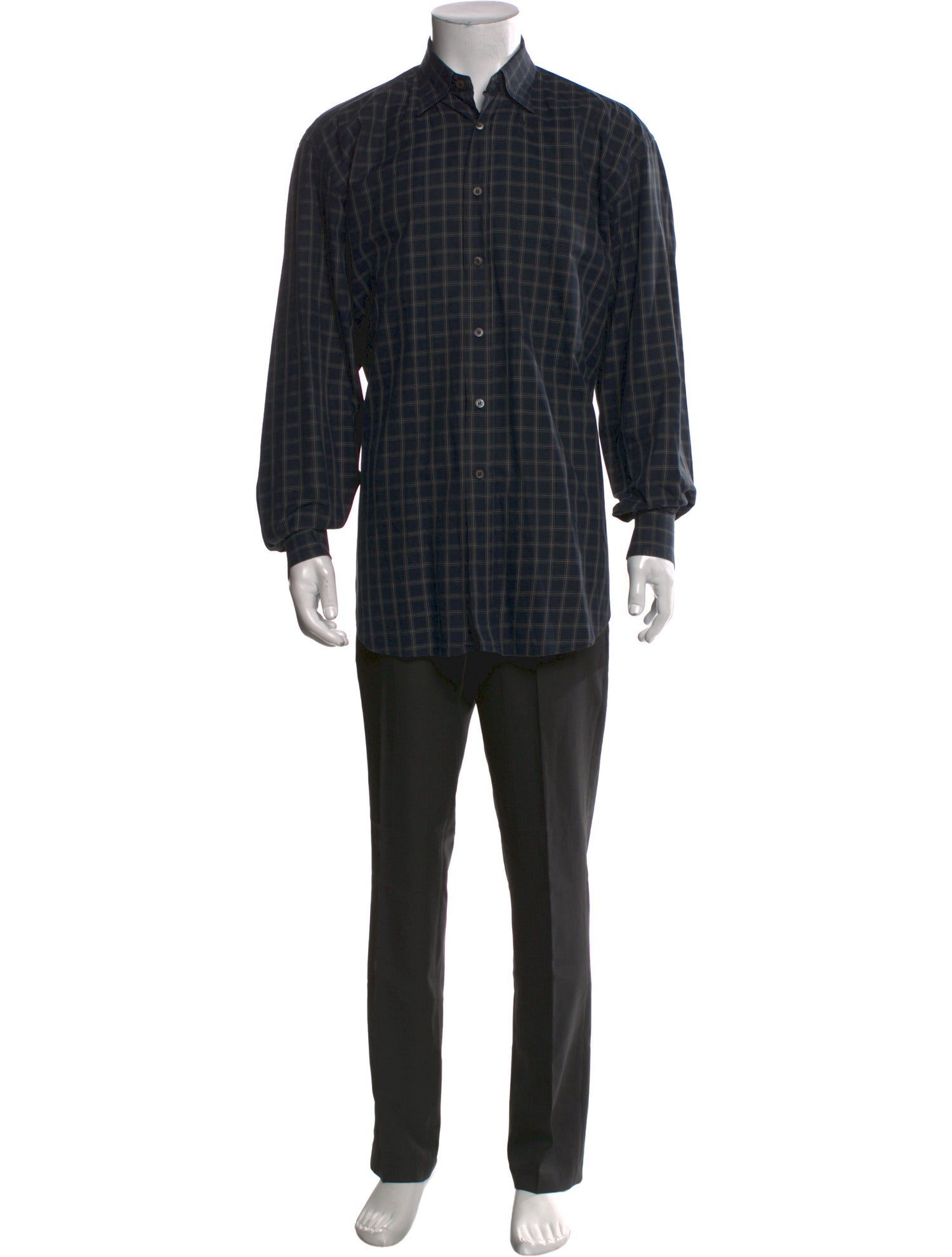 Brioni Plaid Print Long Sleeve Shirt