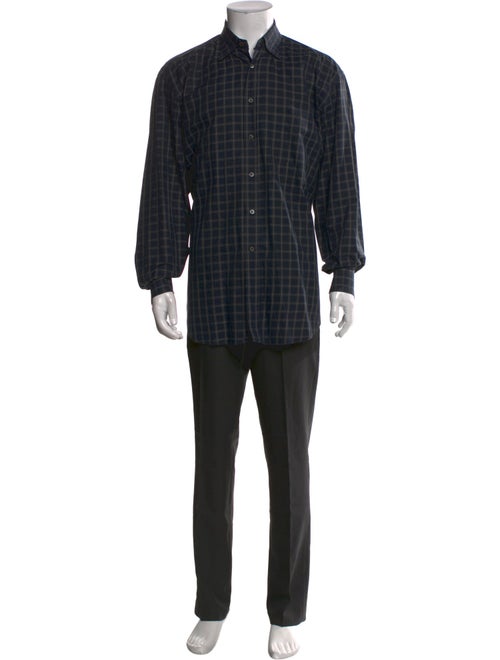Brioni Plaid Print Long Sleeve Shirt