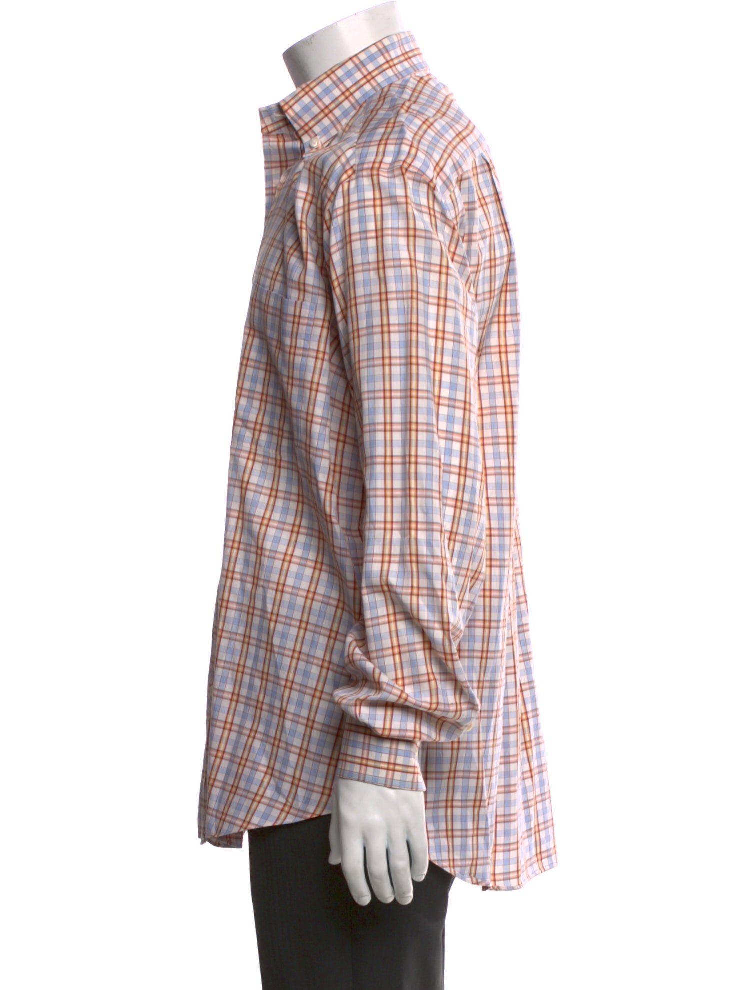Brioni Plaid Print Long Sleeve Dress Shirt