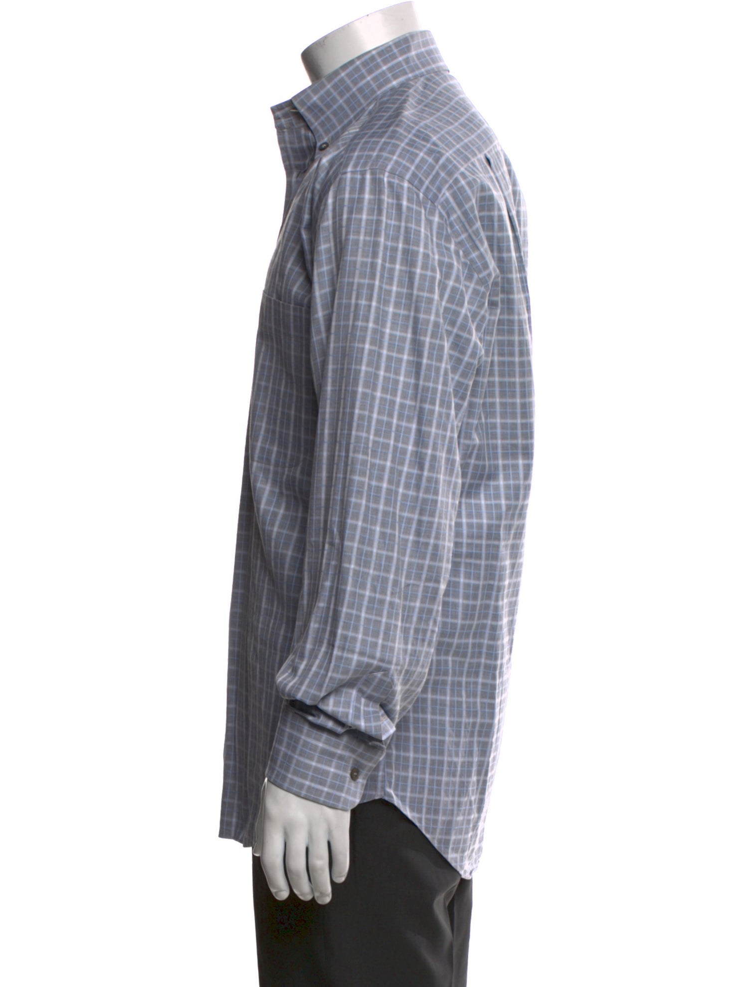 Brioni Plaid Print Long Sleeve Dress Shirt
