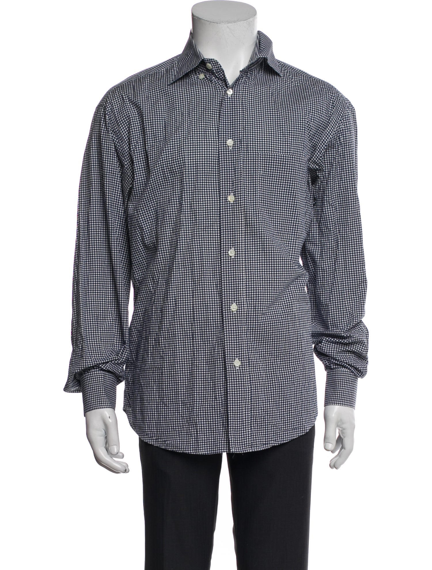 Brioni Houndstooth Print Long Sleeve Shirt