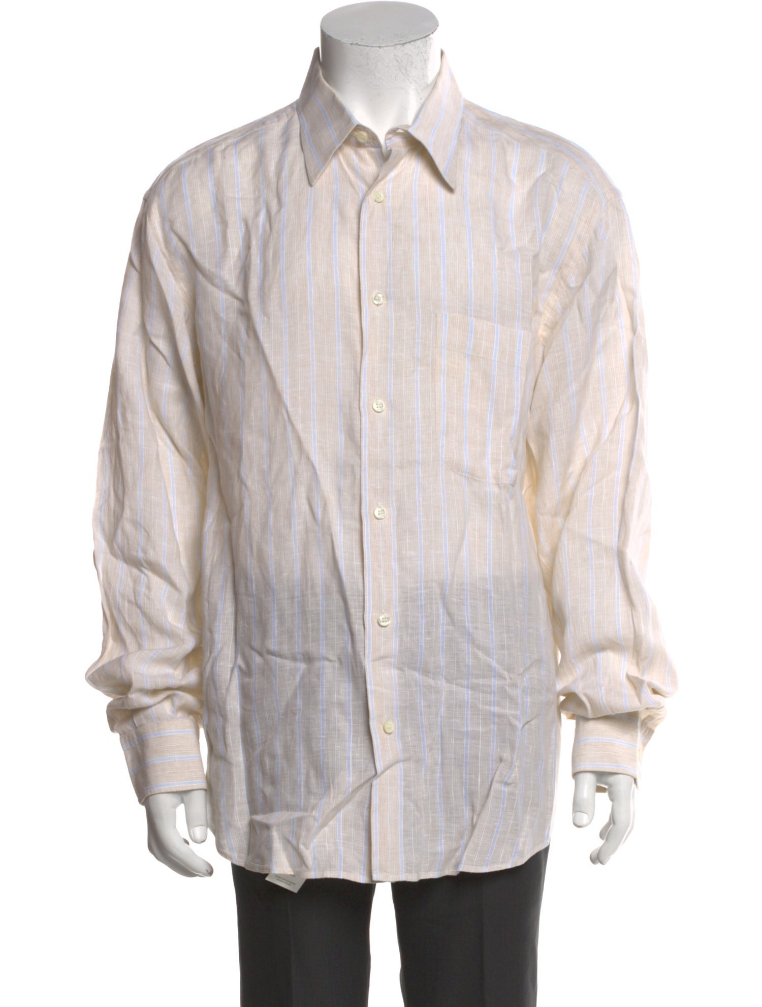 Brioni Linen Striped Dress Shirt