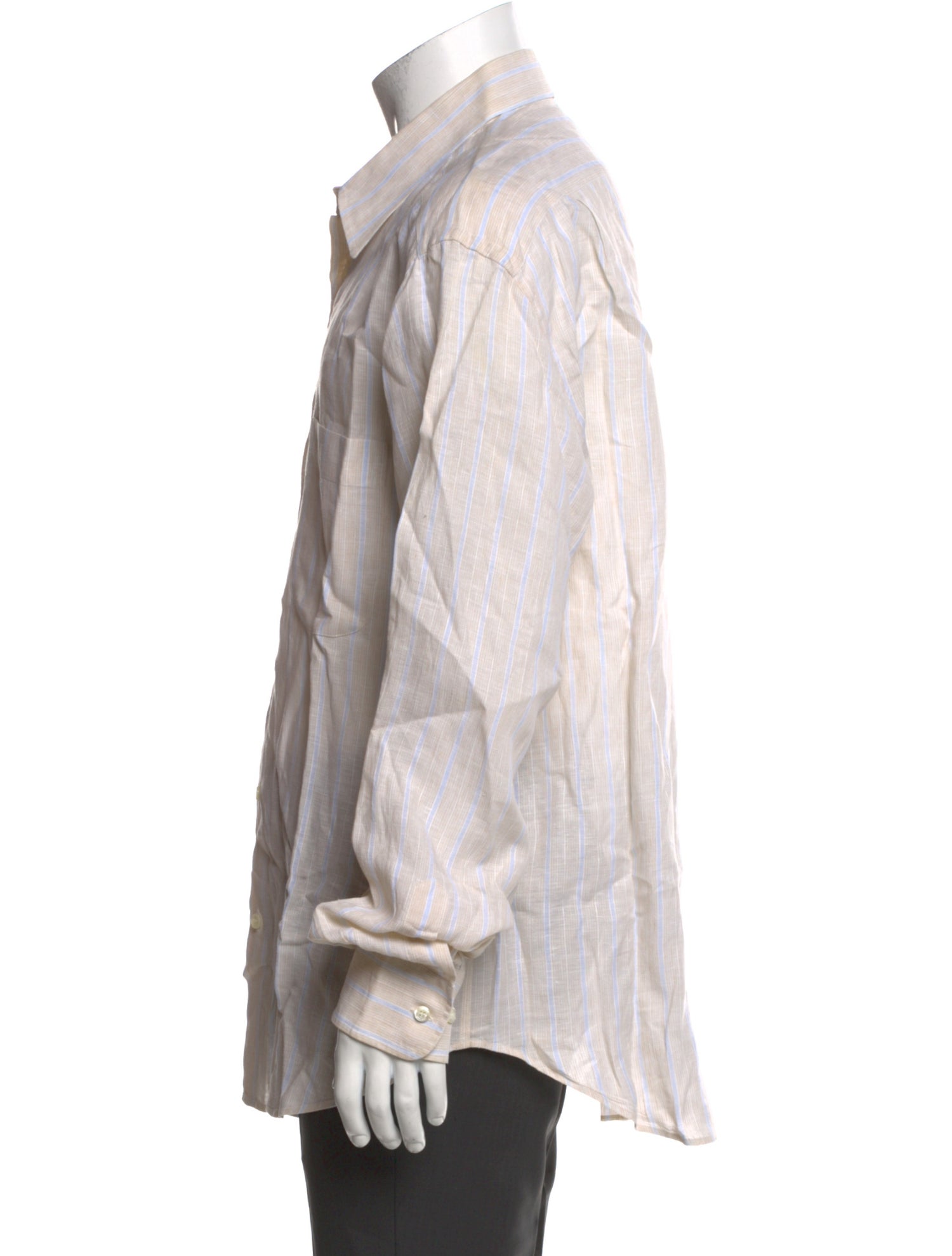 Brioni Linen Striped Dress Shirt