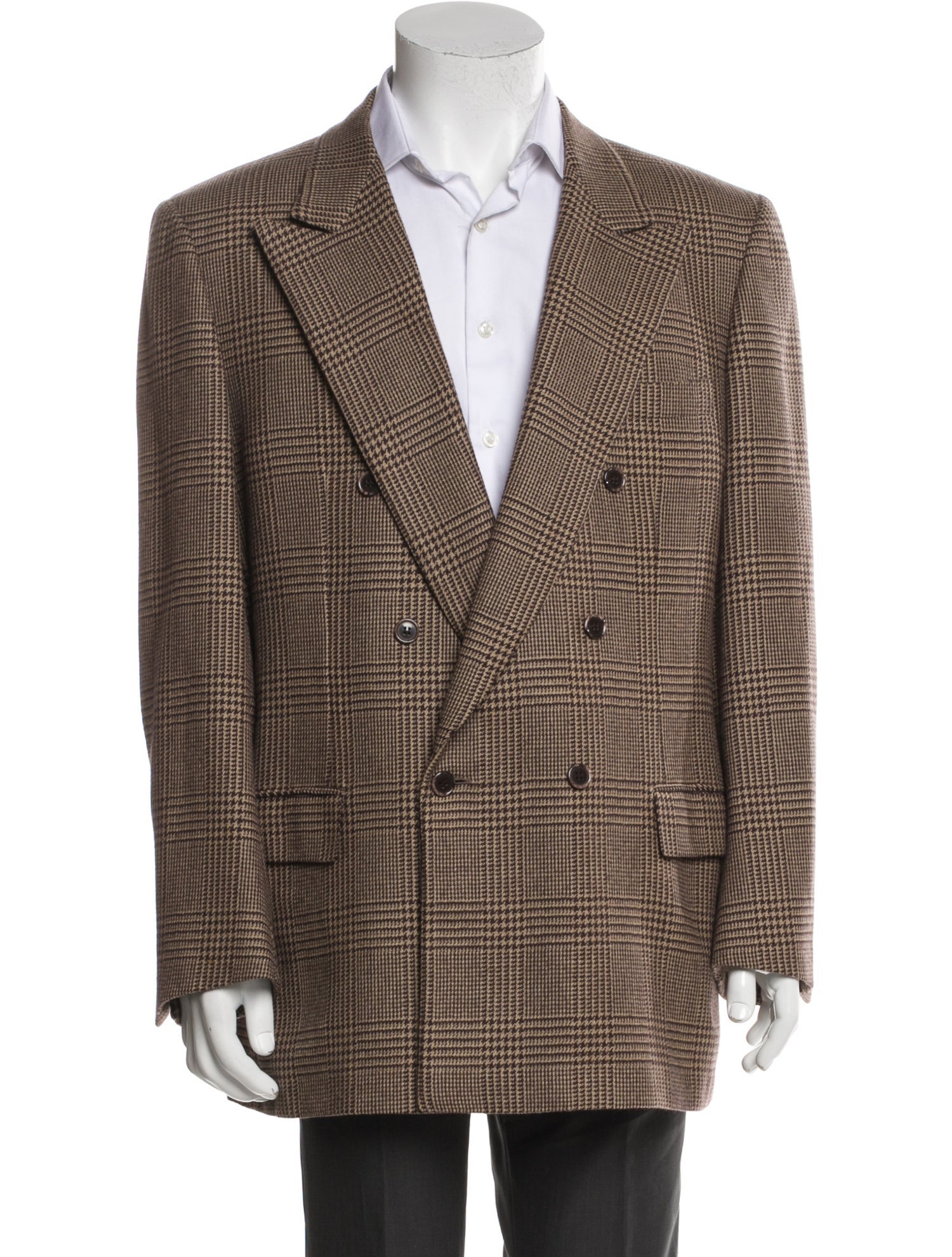 Brioni Wool Houndstooth Print Peacoat