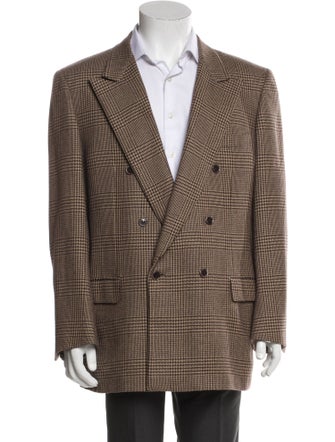 Brioni Wool Houndstooth Print Peacoat