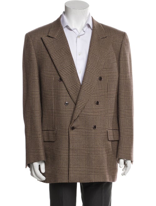 Brioni Wool Houndstooth Print Peacoat