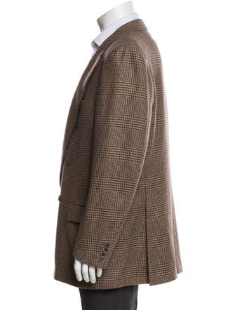 Brioni Wool Houndstooth Print Peacoat