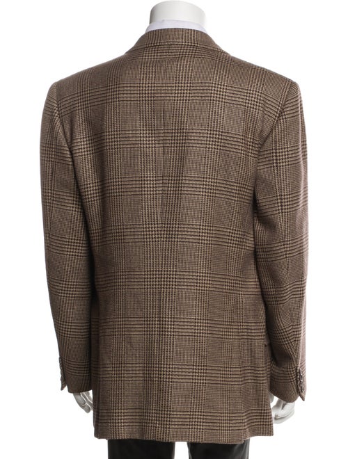 Brioni Wool Houndstooth Print Peacoat