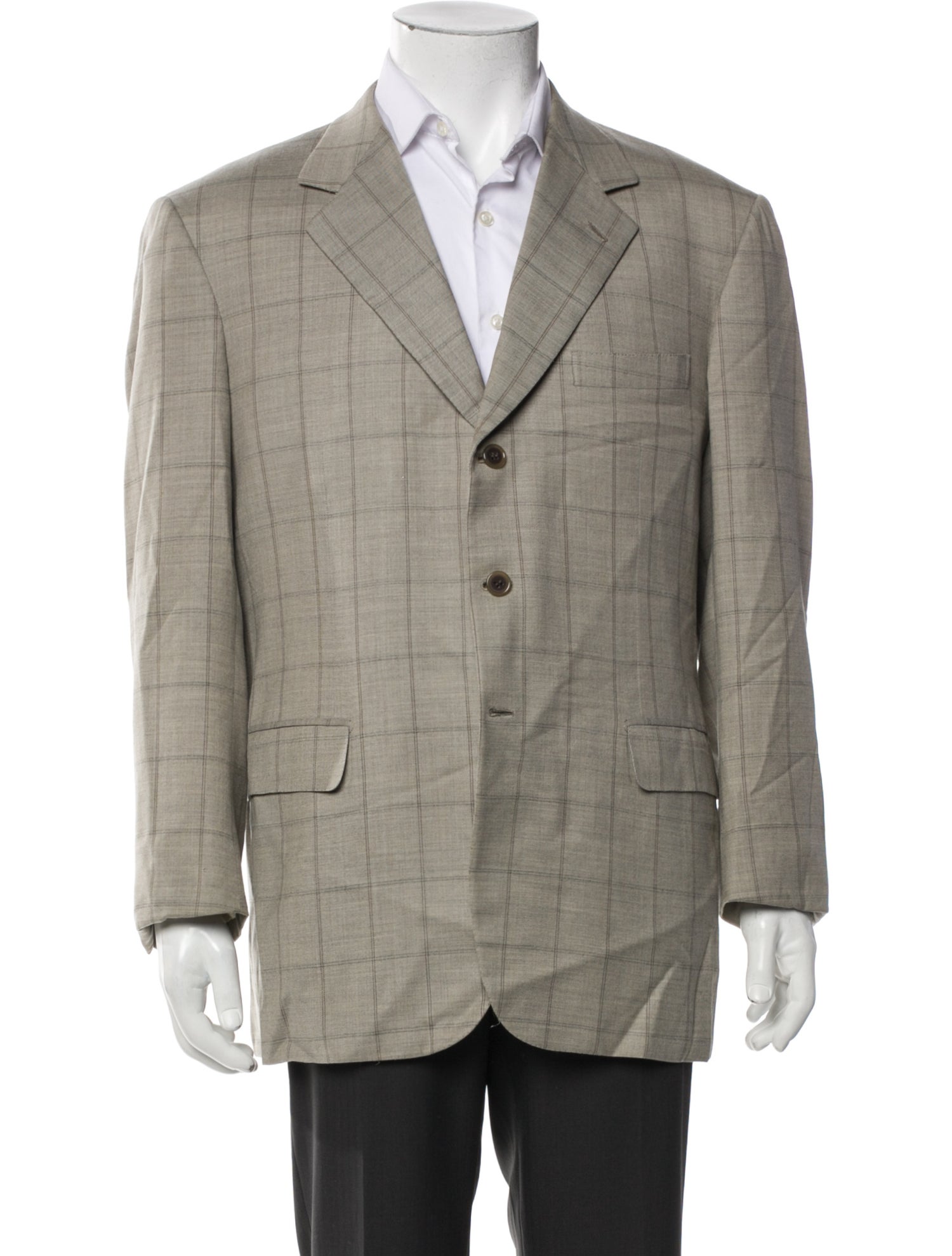 Brioni Wool Plaid Print Blazer