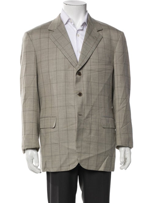 Brioni Wool Plaid Print Blazer