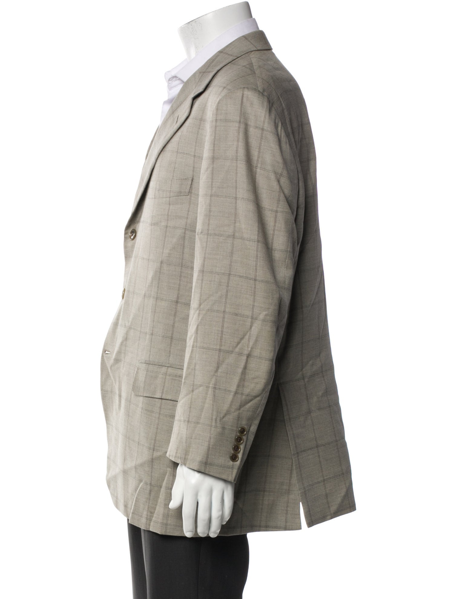 Brioni Wool Plaid Print Blazer