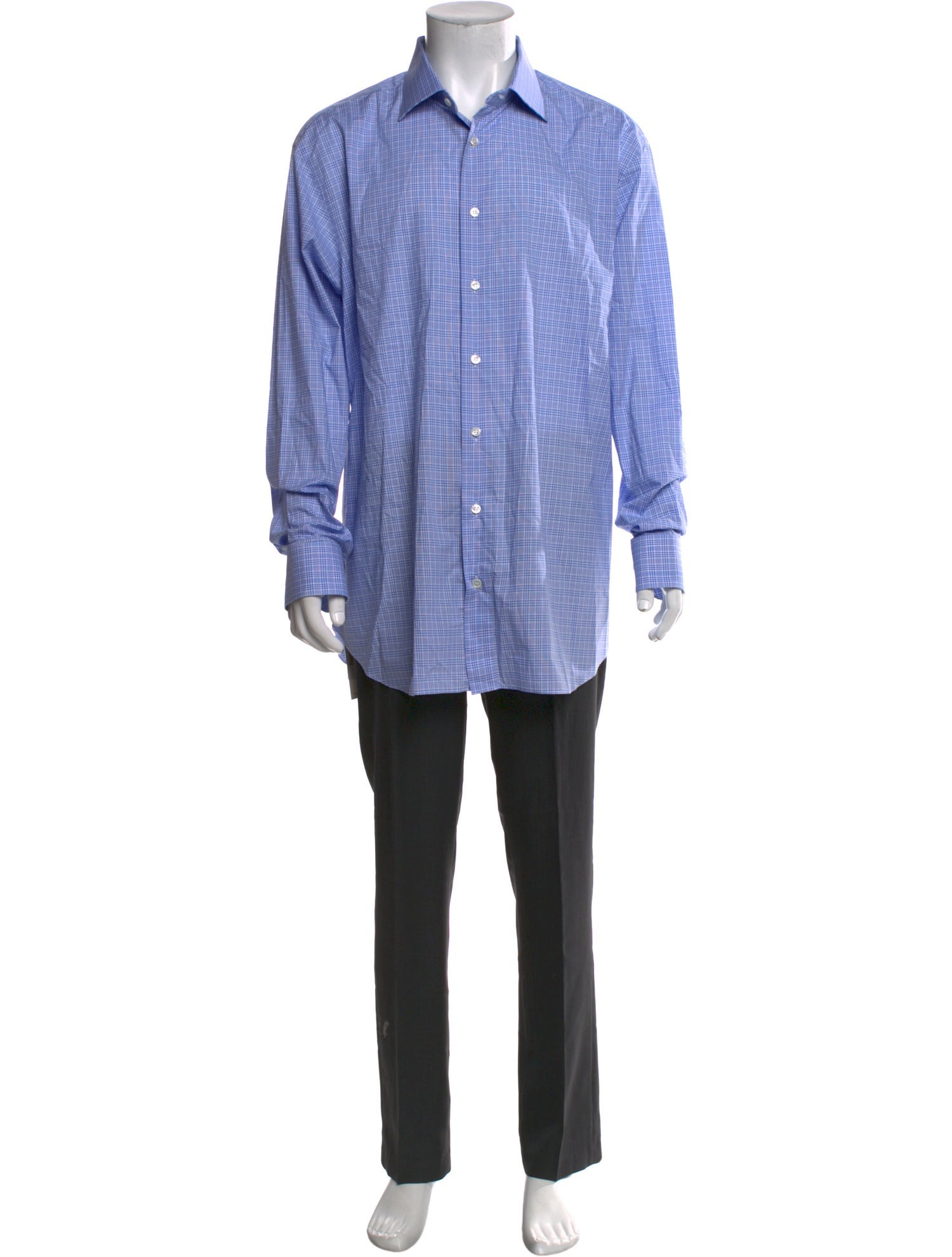 Brioni Plaid Print Long Sleeve Dress Shirt