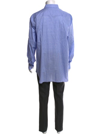 Brioni Plaid Print Long Sleeve Dress Shirt