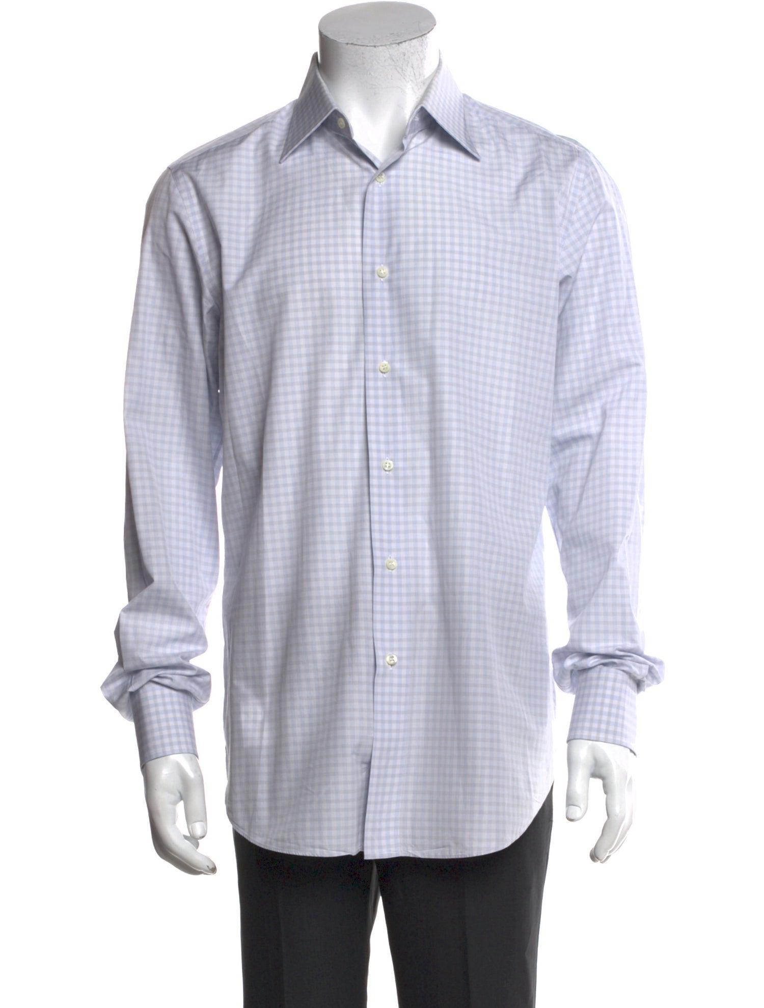 Brioni Plaid Print Long Sleeve Dress Shirt