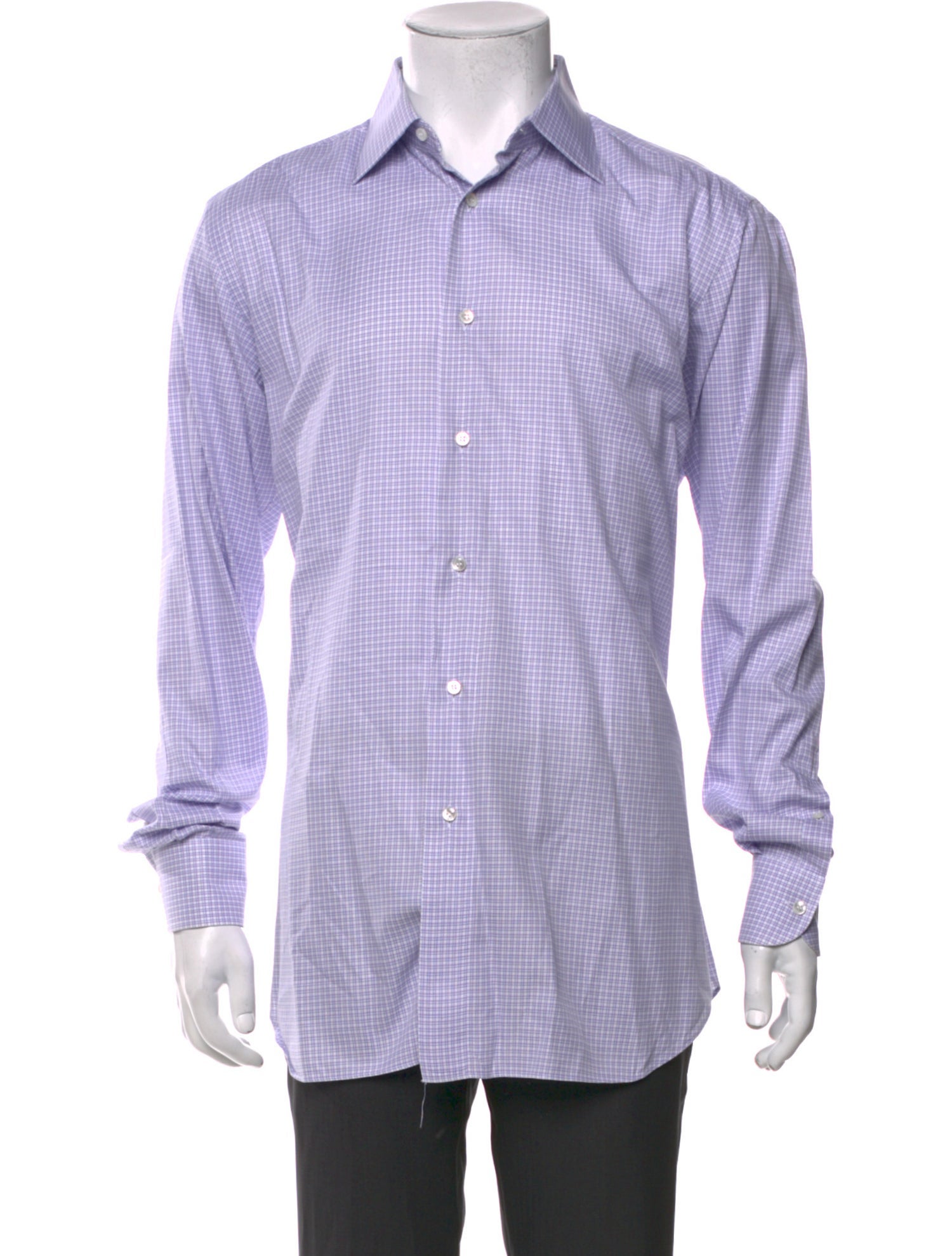 Brioni Plaid Print Long Sleeve Dress Shirt