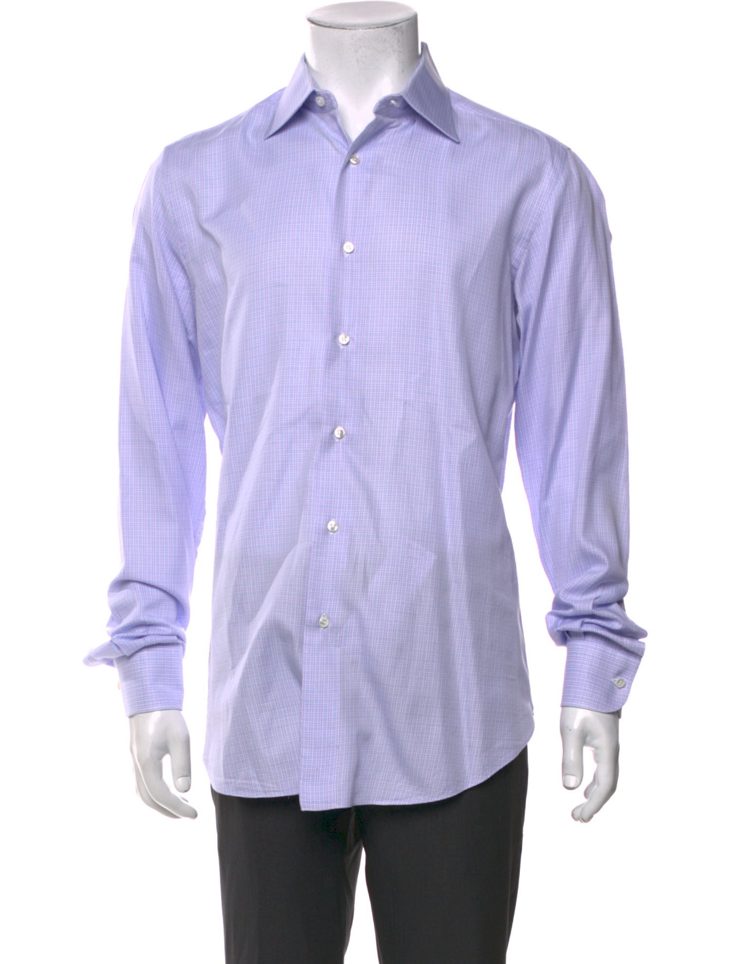 Brioni Plaid Print Long Sleeve Dress Shirt