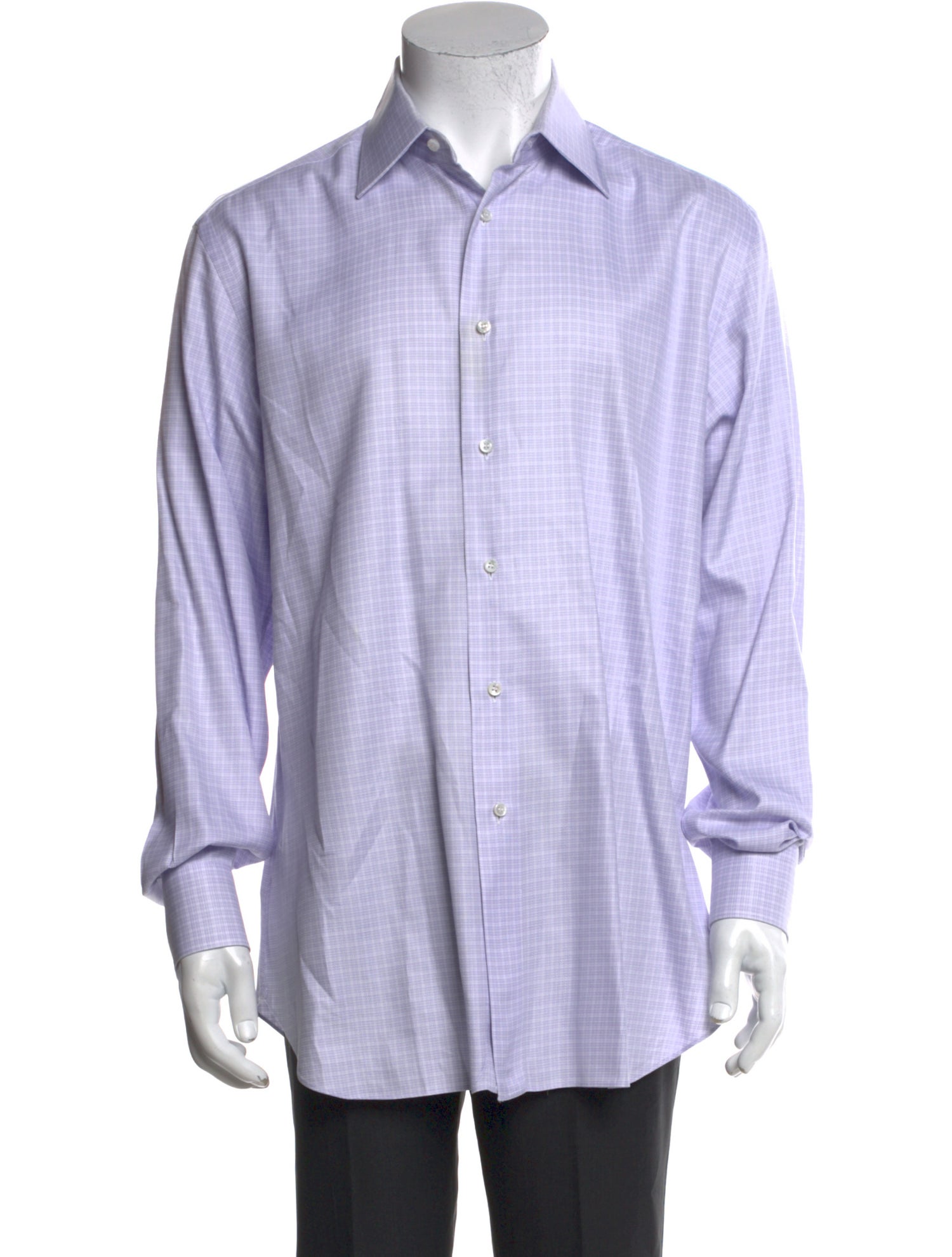 Brioni Plaid Print Long Sleeve Dress Shirt
