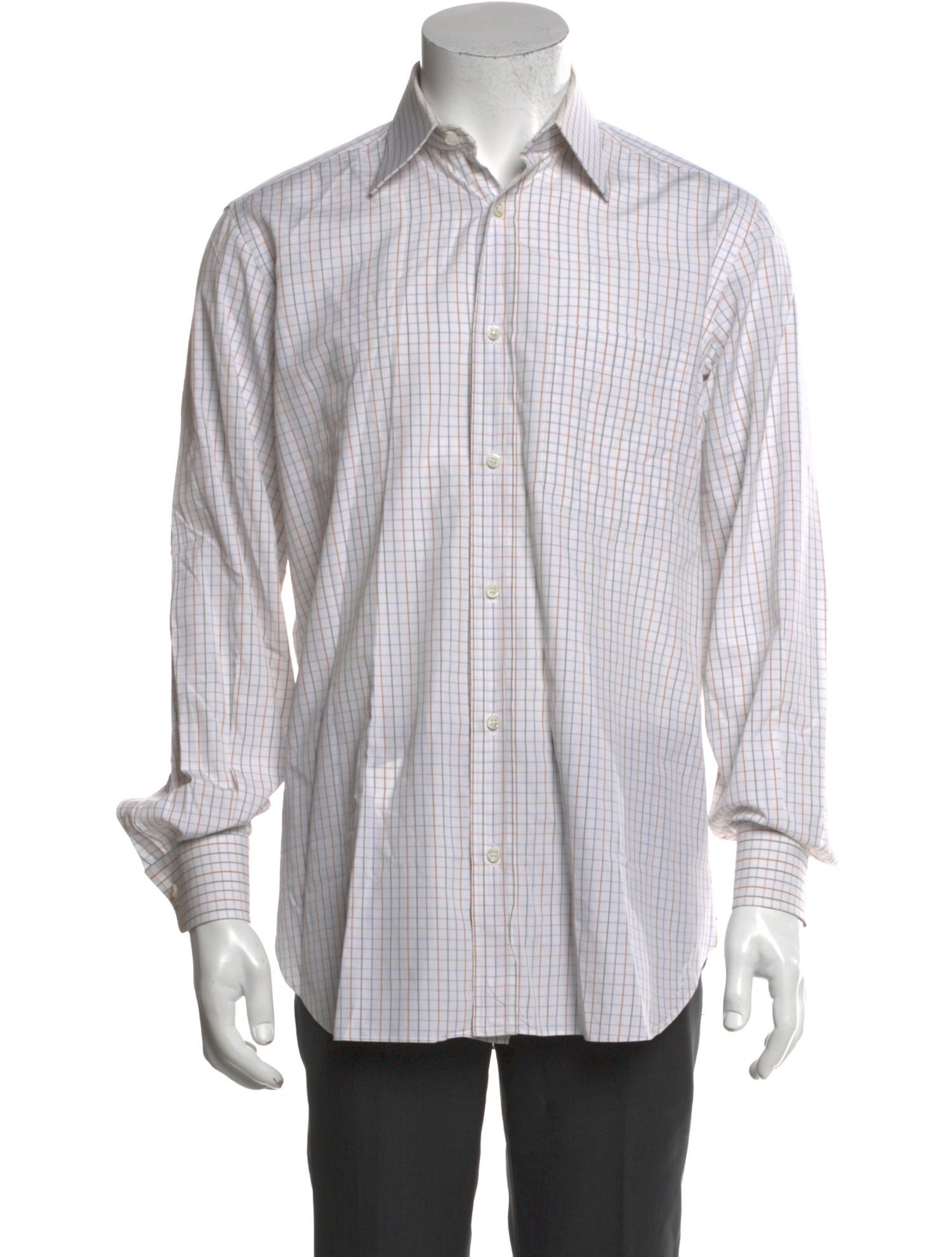 Brioni Plaid Print Long Sleeve Dress Shirt