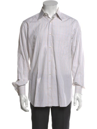 Brioni Plaid Print Long Sleeve Dress Shirt