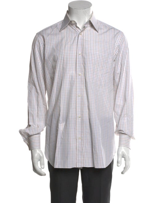 Brioni Plaid Print Long Sleeve Dress Shirt