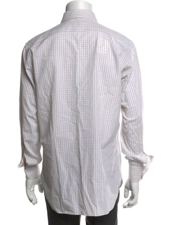 Brioni Plaid Print Long Sleeve Dress Shirt