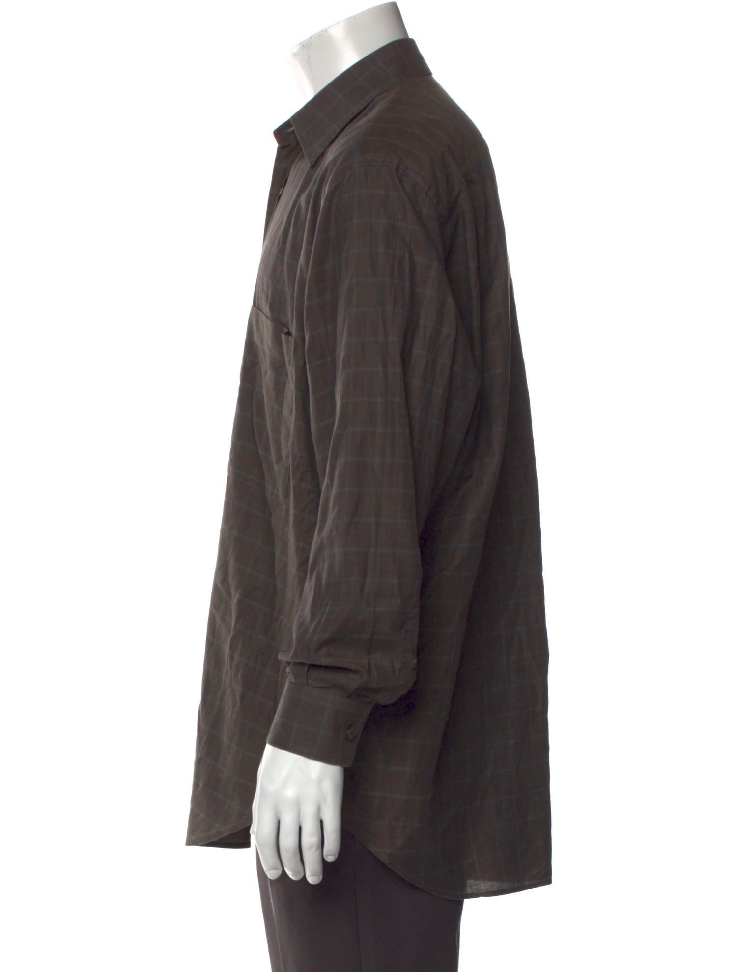 Brioni Plaid Print Long Sleeve Dress Shirt