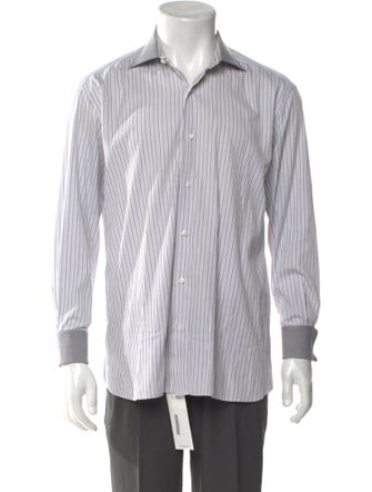 Brioni Striped Long Sleeve Dress Shirt