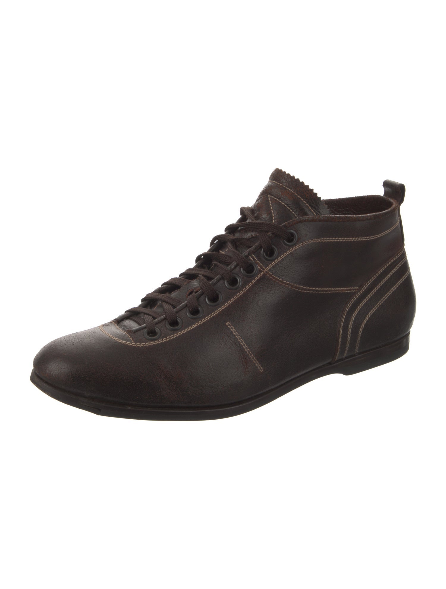 Brioni Leather Lace-Up Boots
