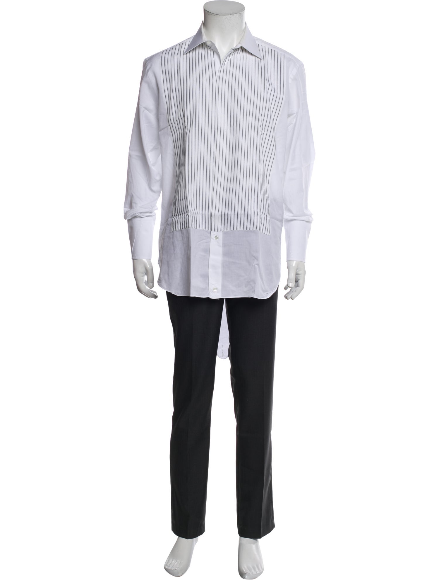 Brioni Striped Long Sleeve Tuxedo Shirt