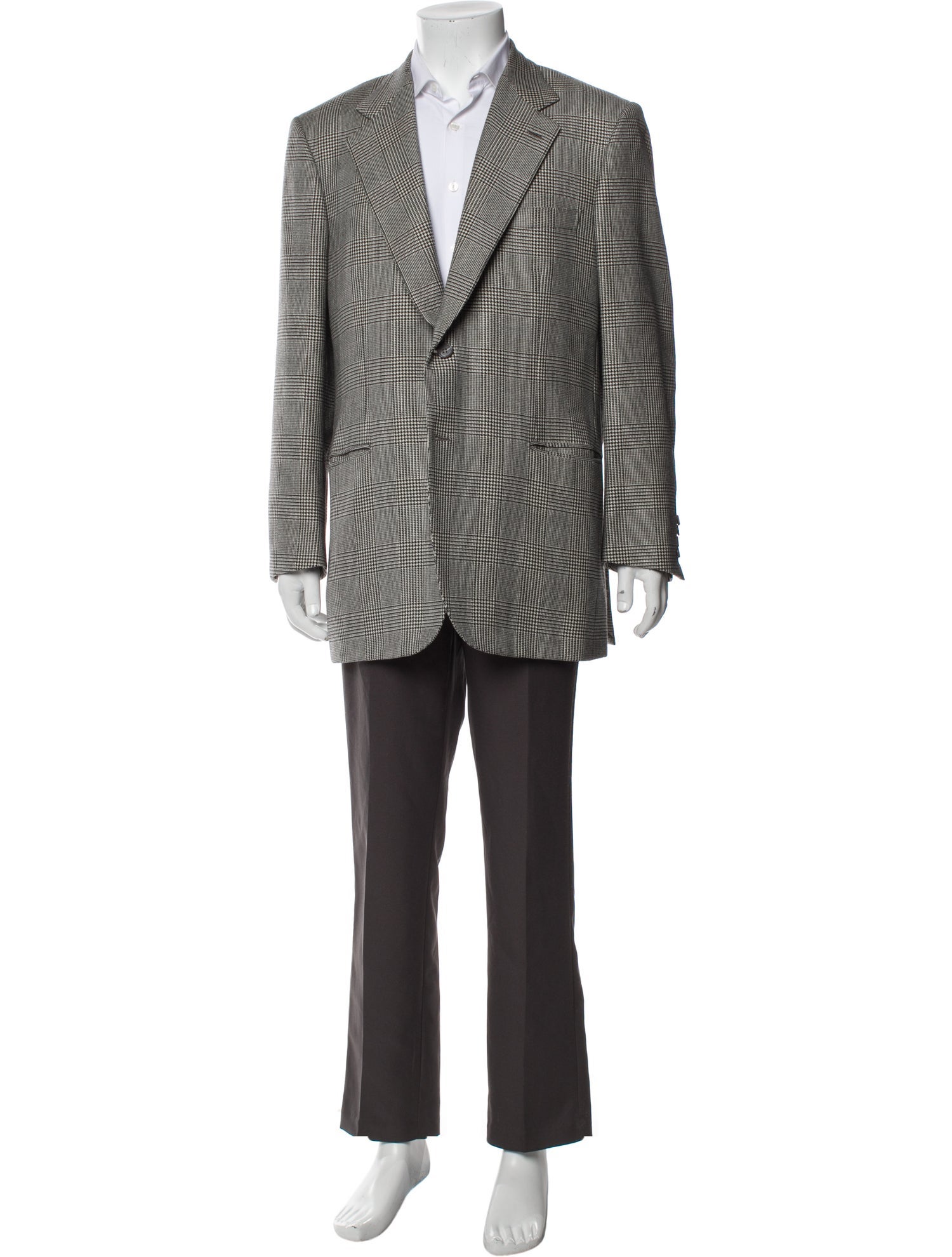 Brioni Wool Plaid Print Overcoat